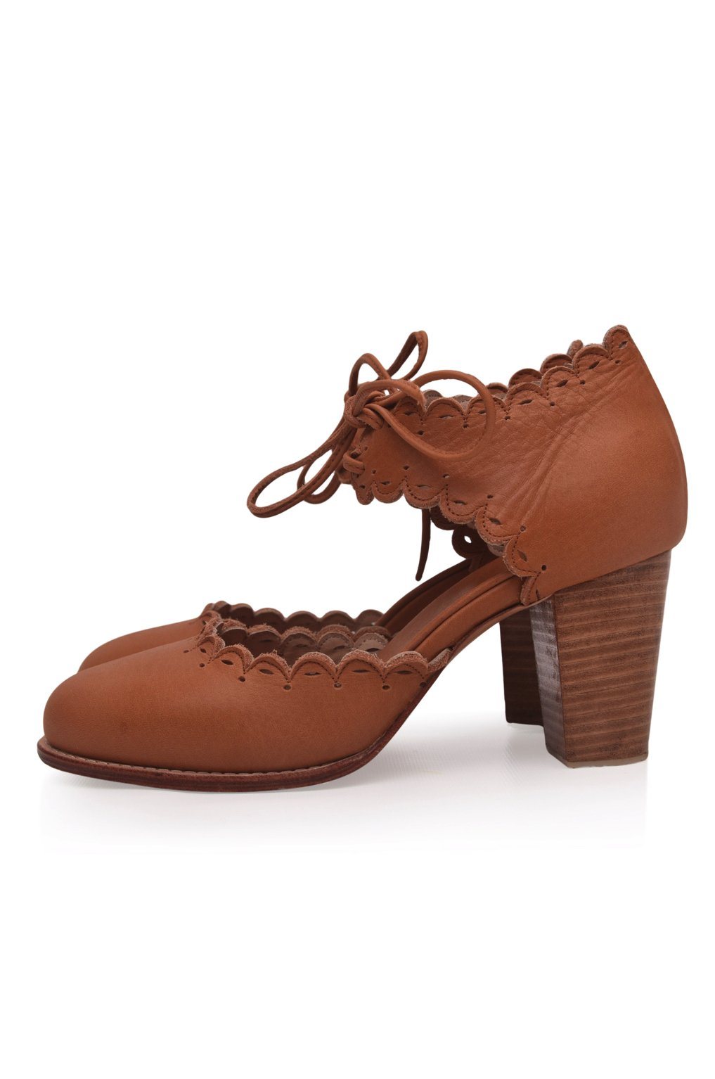 Dance Queen Scalloped Leather Heels