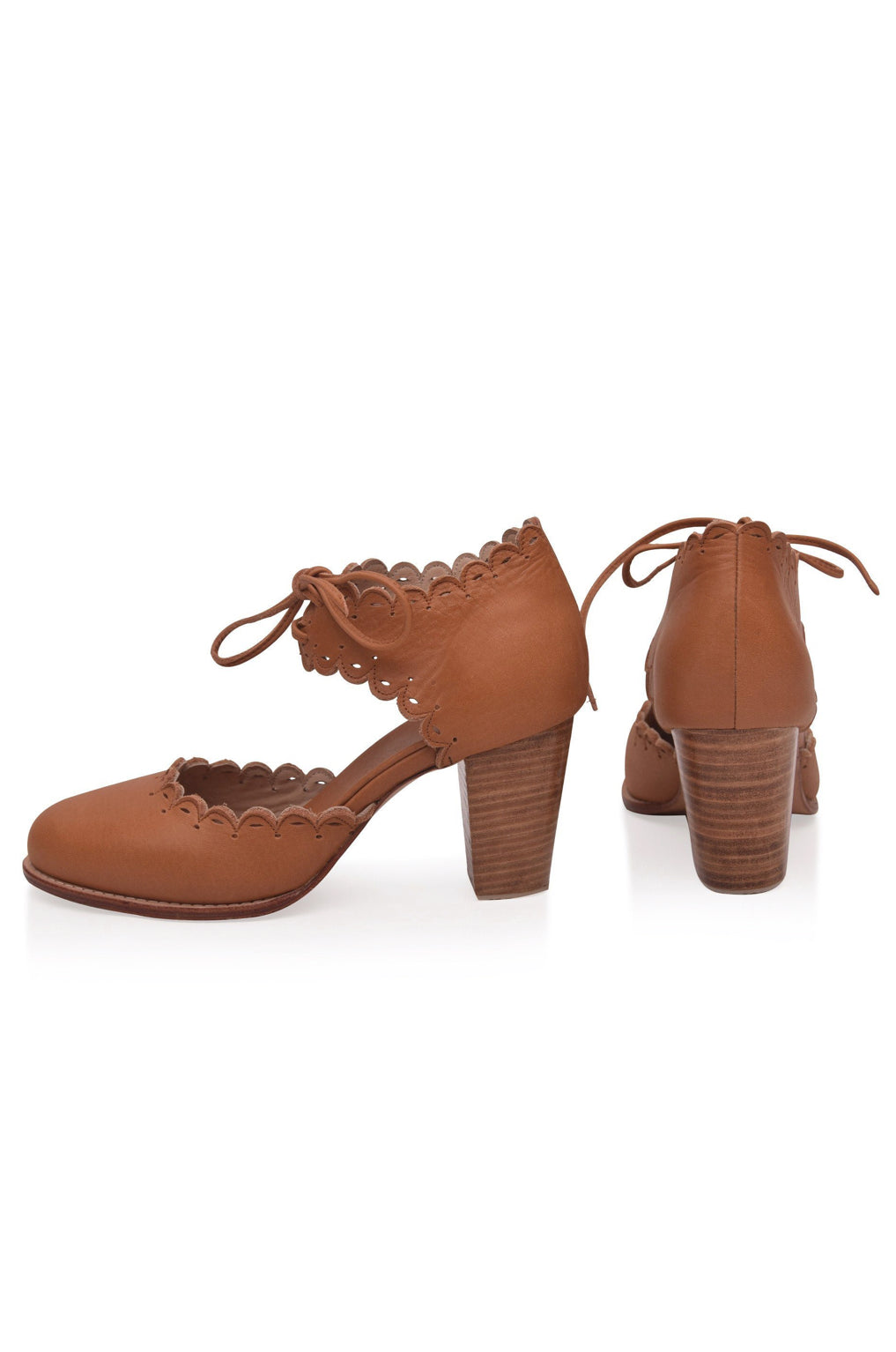 Dance Queen Scalloped Leather Heels