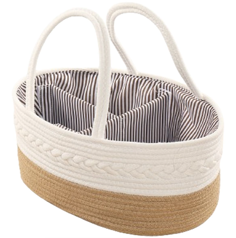 Premium Cotton Canvas Baby Nappy & Essentials Storage Caddy