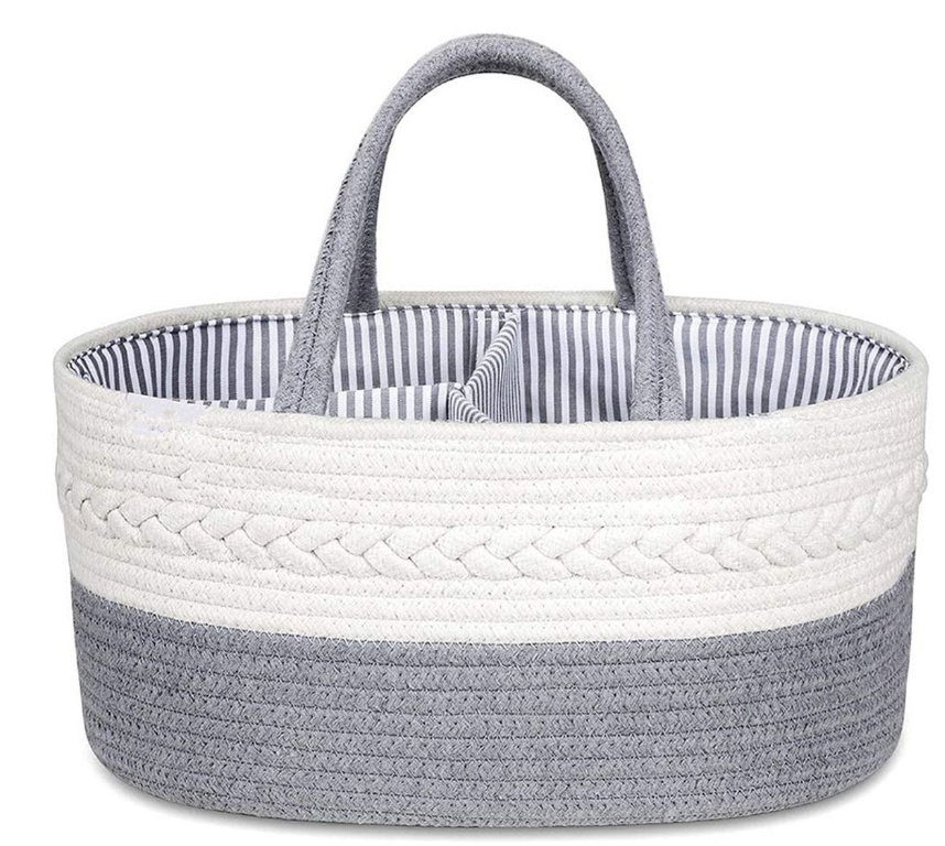 Premium Cotton Canvas Baby Nappy & Essentials Storage Caddy