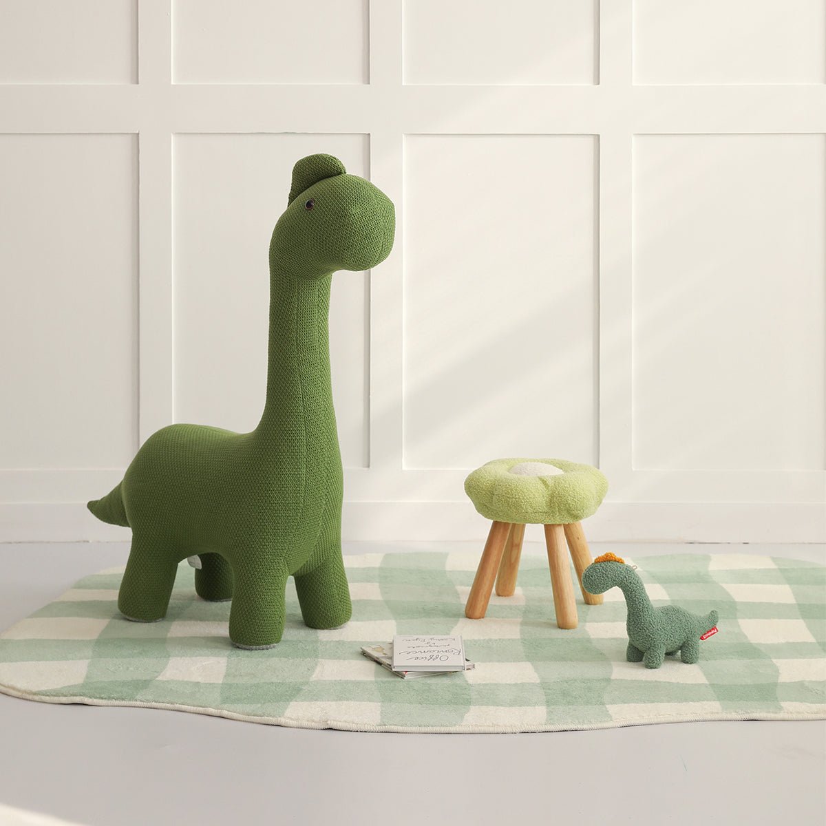 Knitted Green Dinosaur Stool